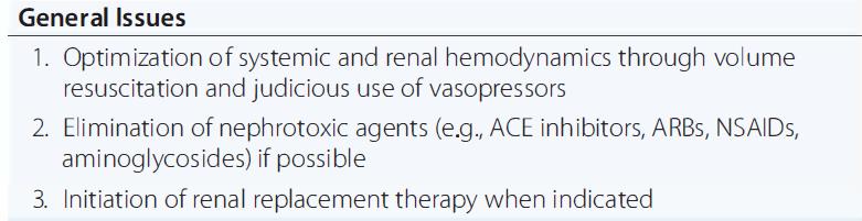 Treatment of AKI Based on type/etiology of AKI (acute kidney injury) i.e., pre-renal, post-renal, or intrinsic renal initially