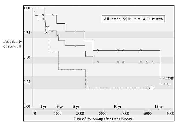 Prognosis in CTD-related ILD Influence of Histopathological Pattern: SSc Fischer A et al.