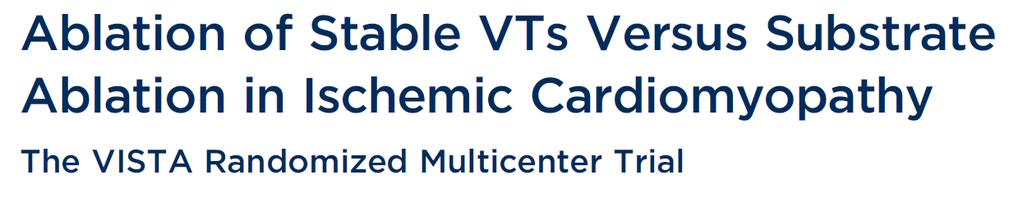 Study population: 118 pts with ischemic cardiomyopathy and hemodynamically stable VT Randomized to either a) clinical ablation, or b) substrate-based