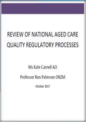 Review of National Aged Care Quality Regulatory Processes (extracts): The Oakden Review Use a star-rated system for public reporting of provider performance For Example: measurement of the proportion