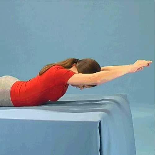Stage 3 Exercise 11 Lying face down with your arms above your head and in line with your