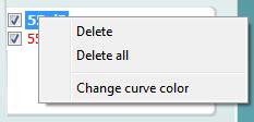 Select a curve using the curve tag boxes under Curve display options and write a comment in the comment section.