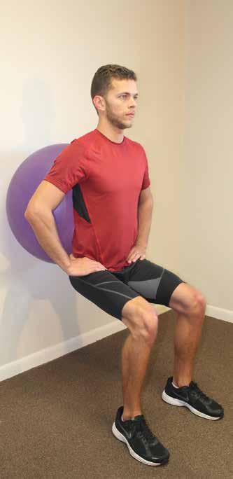 Feet should be hip distance apart with the toes facing forward. Brace the abdominals and activate the glutes.