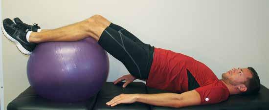 Lie face up and place ankles on a stability ball.