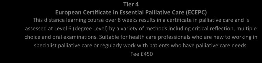 Suitable for qualified health care professionals who have regular contact with patients with palliative care needs.