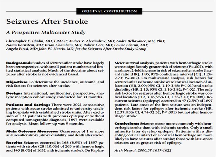 Seizures after stroke Can we predict? พ.ญ.