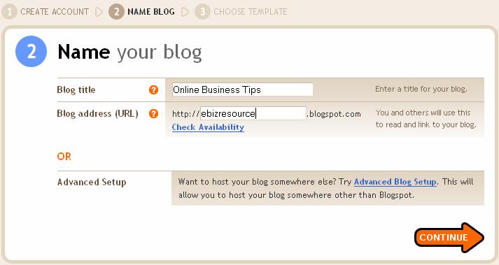 4. Di langkah yang kedua, anda memasuki ruangan Name your blog iaitu memberikan nama kepada blog anda. Lihat gambarajah 4 di bawah.
