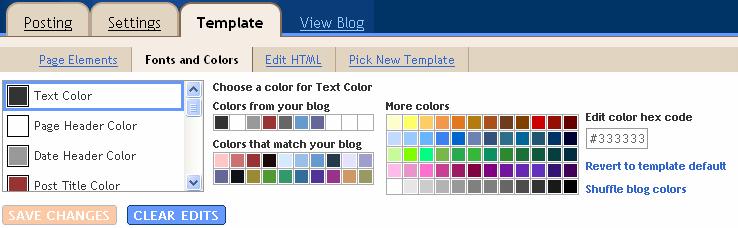Fonts And Colors Menu ini berfungsi menukar warna font atau huruf yang terdapat di keseluruhan blog anda.