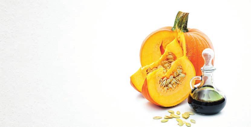 PUMPKIN SEED OIL Contains triglycerides and phytosterols, rich in protein, minerals, unsaturated fatty acids, and vitamins A, E,