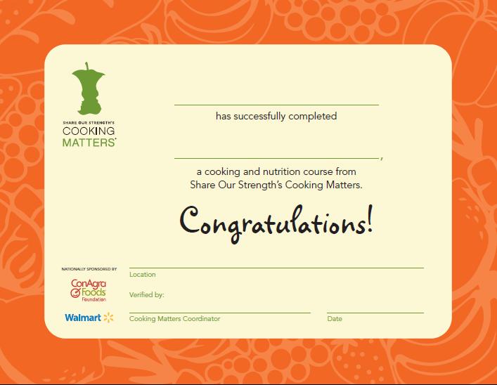 Participant Incentives Their Cooking Matters book of recipes & tips.