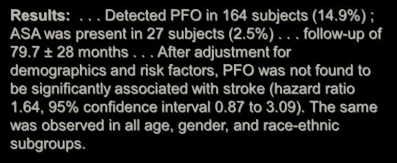 .. Detected PFO in 164 subjects (14.