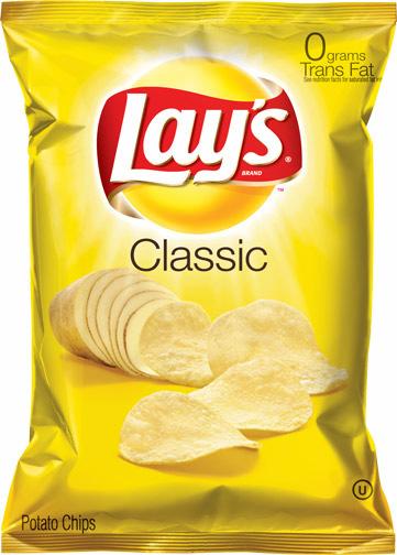 Lay s Potato Chips Original 1.5 oz. (28 g.) Nutrition Facts Serving Size 1 package Servings Per Container 1 Calories 240 Calories from Fat 140 %Daily Value* Total Fat 16g 24% Saturated Fat 1.