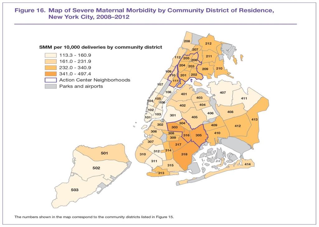 Specific communities in Brooklyn and the Bronx had the highest rates of SMM Source: New York City Department
