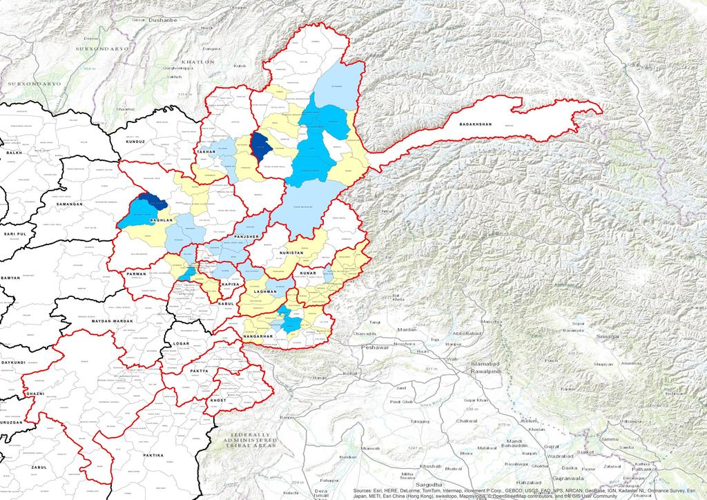 AFGHANISTAN Common Operating Picture Earthquake assessment and response Initial reported families and families assessed and eligible at 9 October 5 Disclaimer and Source: This map is compiled by