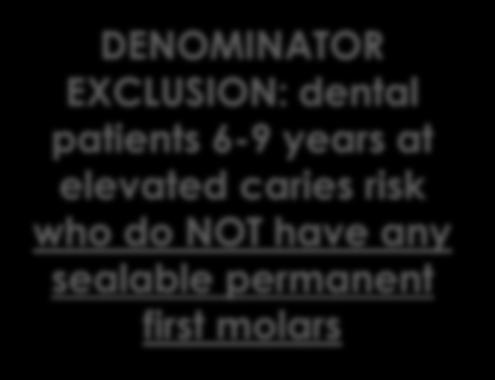 YES DENOMINATOR EXCLUSION: dental patients 6-9 years at elevated caries