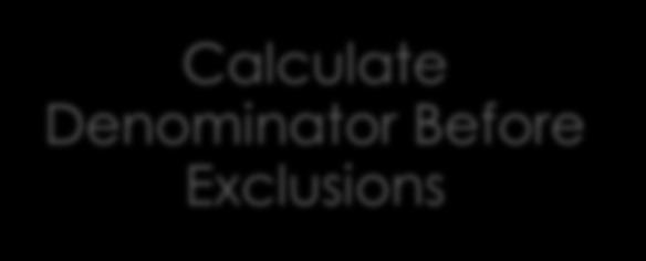 Two Process Flow Options Calculate Denominator Before Exclusions Calculate Denominator Before Exclusions Check All Denominator-Eligible Children for Exclusions Calculate Denominator After Exclusions