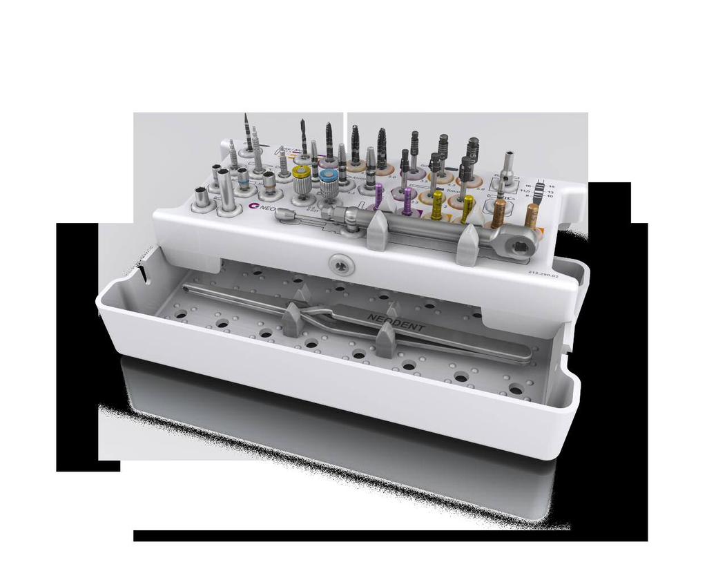 Compact Surgical Kit for Conical Implants KIT FEATURES: ::