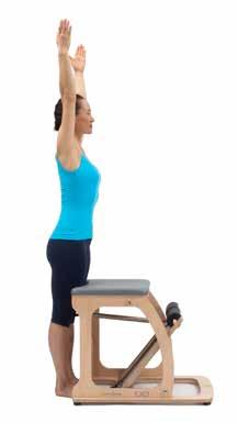 HAMSTRING STRETCH 2 BEGINNING 4 REPS Springs: Combo 2 L2 to 2 H1 Wunda/EXO 1 H3 to 2 H1 Pedal: Together STARTING POSITION Stand behind the Chair with the legs parallel or turned out.
