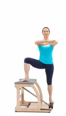 Side Lunge - No Weight Shift Advanced STARTING POSITION Stand facing the side of the Chair. Step onto the pedal with the heel at the end closest to you. Press the pedal down to the platform.