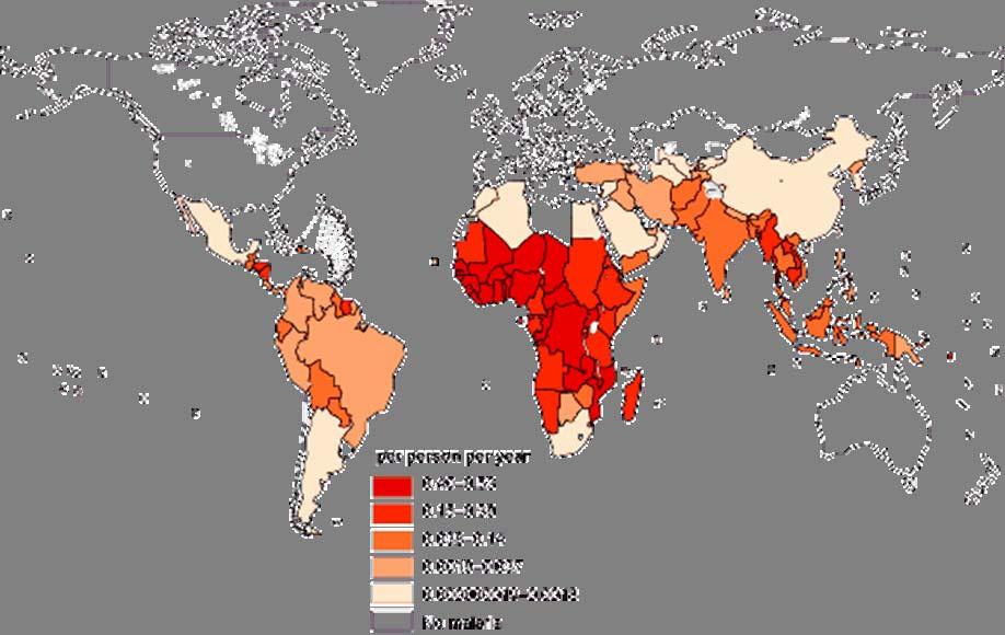 Estimated incidence of clinical malaria episodes caused by any species resulting