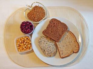 Foods with Carbohydrates Foods with carbohydrates are: Grains and Starches such as: Fruit breads, cereals, potato, rice, corn, legumes