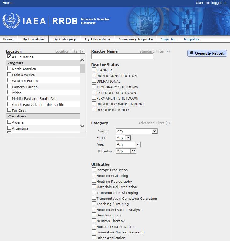 RRs Worldwide - Overview Includes: Detailed information of ~700 facilities Operational status