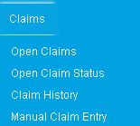 Manual Claim Entry: Allows user to enter and submit claims manually.
