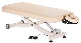 Clinical Equipment EARTHLITE STATIONARY AND LIFT MASSAGE TABLES Ellora Vista Flat Top Total lift capacity: 650 lbs. (bariatric rated) Luxuriously upholstered top with rounded Salon Corners.