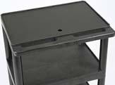supply cart with 4 swivel casters and lid.  Black color Clearance between shelves 11.