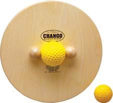Wobble board tilt angles 14 and 20 degrees on yellow shock absorbing center ball - or remove balls and use on inflatable balance disc.