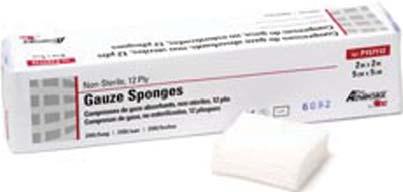 Clinical Supplies 020346 020341 020344 12-ply sponges that are ideal for use in wound cleaning or as a dressing.