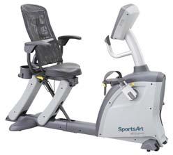 Exercise Equipment RECUMBENT BIKES (CON T) C521M Recumbent Bike by SportsArt Includes the combination of bi-directional pedal rotation and resistance, plus bi-directional free spin function.
