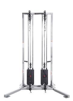 041538 Ultimate in adjustable cable systems with dual stacks, dual pulleys, handle storage and chin/pull-up bar.