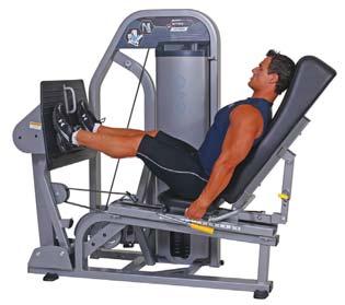 Leg Press The four-bar linkage foot platform articulates as you go through desired range of motion to reduce shear forces at the knee.