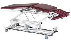 Treatment Tables 3 Section - Fixed Center Top dimensions 76 x 27 overall Height range 18-37 34 oz. vinyl with antibacterial protection 1-1/2 firm density foam 400 lb.