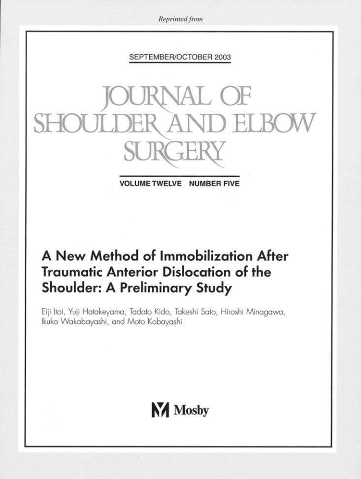 Itoi (JSES, 2003) Goal: Decreased rate of recurrent shoulder luxations in ER immobilisation?