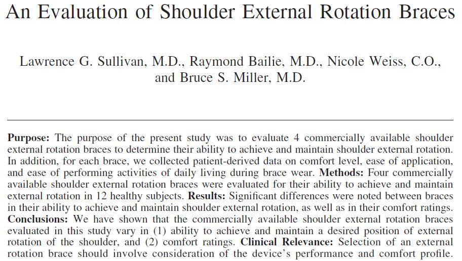 The Journal of Arthroscopic and Related Surgery, Vol 23, No 2 (February), 2007: pp 129-134 Conclusions: We have shown that the commercially available shoulder external