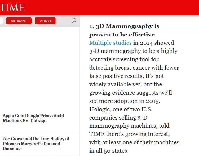 20 16 1/12/2016 D is ea se Sy m po si um 3D MAMMOGRAPHY WAS RANKED AS TIME MAGAZINE S