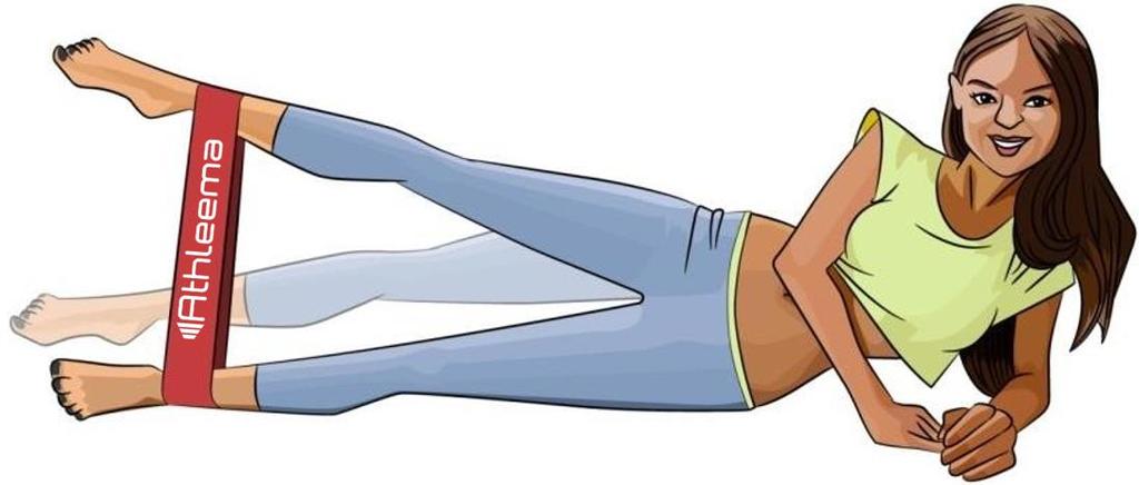 LYING LATERAL LEG RAISES Place the required weighted band around the ankles and lie on your side in a comfortable position, support your upper body with your elbow as shown below.