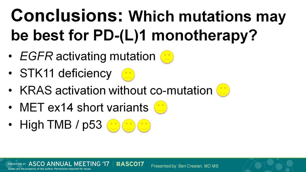 Conclusions: Which mutations may be best for PD-(L)1