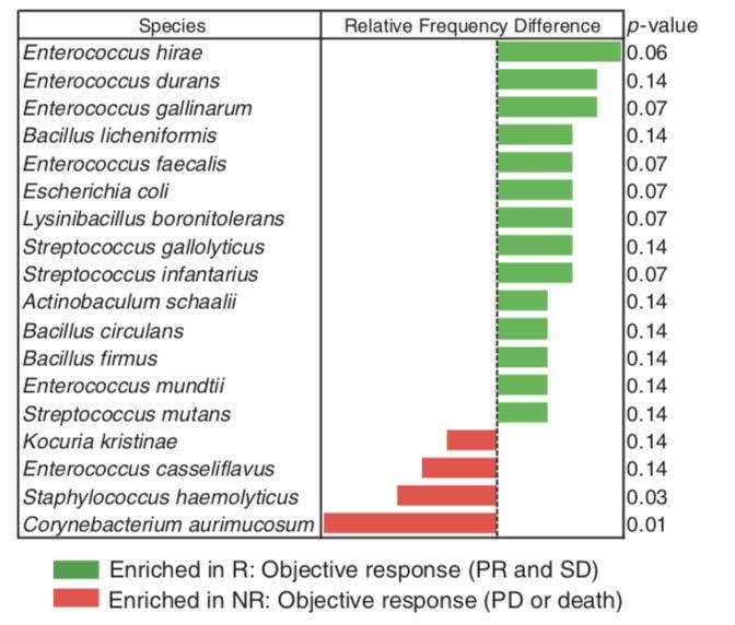 Gut microbiome influences efficacy ofpd-1 based immunotherapy against epithelial tumors Culturomics-based analyses of fecal samples in 16 R