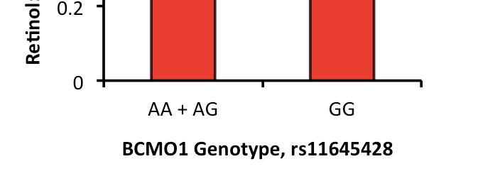 those with the risk variant (GG genotype) compared to those