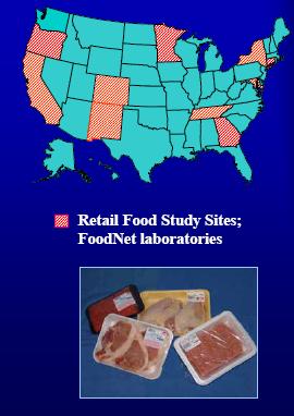 Retail Meat Study Sampling Scheme 40 samples per month Ground Beef Ground Turkey Pork Chops Chicken Breasts * PA Testing Are currently 11 states now ~ CA, CO, CT, GA, MD, MN, NM, NY, OR, TN, and PA (