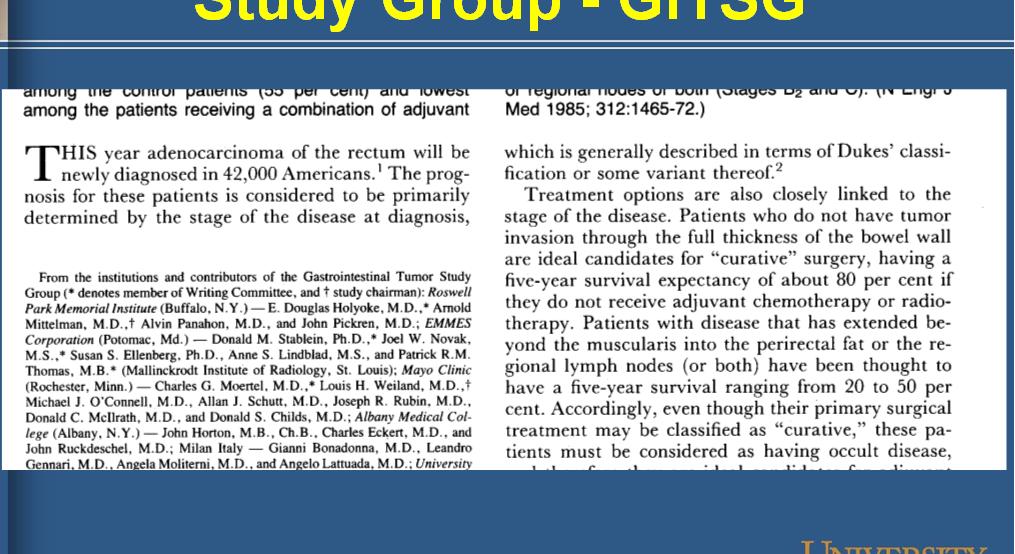 Gastrointestinal Tumor Study Group - GITSG Gastrointestinal Tumor Study Group - GITSG