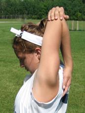 Triceps and Shoulder Stretch Raise your arms overhead and hold your left