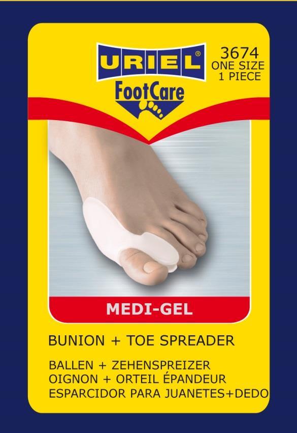 3674- Bunion + Toe Spreader Prevents, reduces and soothes pain caused by bursitis and bony exocytosis of the first