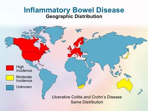 Epidemiology of IBD Stabilized in North America and Northern Europe Increasing in southern Europe, Asia, and