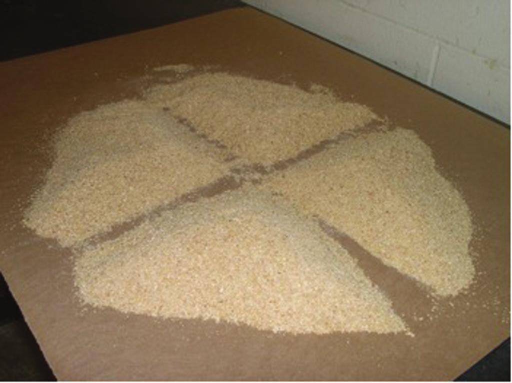 Discard Sample Discard The quartering procedure is not practical for large feed manufacturers due to large sample size and number of samples.