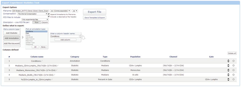 (11) After the figure has been saved, you ll be brought to the Experiment Overview page. From this location, click on Export Statistics Tool and Define What to Export.