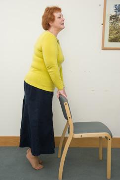 4) Heel raises Stand, holding onto back of chair Push up onto your toes.